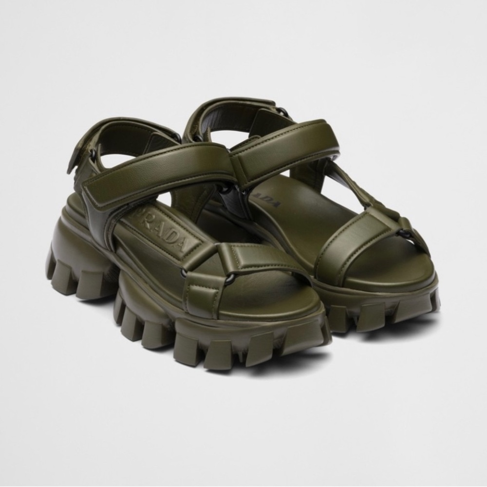 Prada Olive Green Chunky Sandals